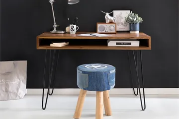 Langner Skrivbord 110 cm med Förvaring Hylla - Massivt Trä/Svart - Möbler - Bord & matgrupp - Kontorsbord - Skrivbord