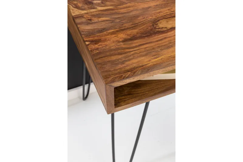 Langner Skrivbord 110 cm med Förvaring Hylla - Massivt Trä/Svart - Möbler - Bord & matgrupp - Kontorsbord - Skrivbord