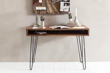 Langner Skrivbord 110 cm med Förvaring Hylla - Massivt Trä/Svart - Möbler - Bord & matgrupp - Kontorsbord - Skrivbord