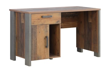Lazarius Skrivbord 155 cm med Förvaring Skåp + Låda + Hylla - Brun/Grå - Möbler - Bord & matgrupp - Kontorsbord - Skrivbord