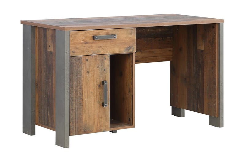 Lazarius Skrivbord 155 cm med Förvaring Skåp + Låda + Hylla - Brun/Grå - Möbler - Bord & matgrupp - Kontorsbord - Skrivbord
