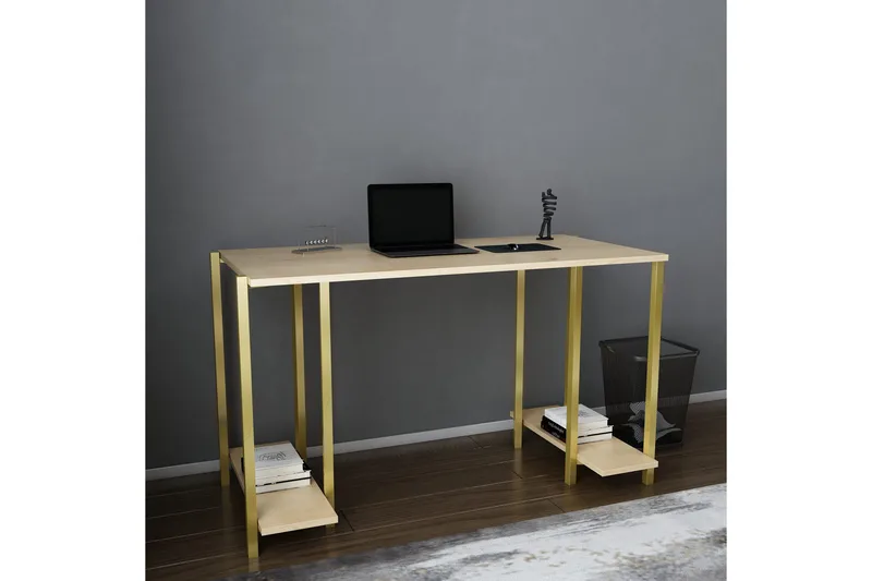 Malem Skrivbord 60x73,8x125,2 cm med förvaring - Guld/Brun - Möbler - Bord & matgrupp - Kontorsbord - Skrivbord