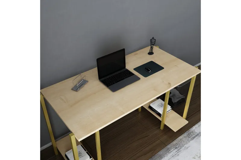 Malem Skrivbord 60x73,8x125,2 cm med förvaring - Guld/Brun - Möbler - Bord & matgrupp - Kontorsbord - Skrivbord
