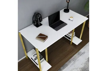 Malem Skrivbord 60x73,8x125,2 cm med förvaring - Guld/Vit - Möbler - Bord & matgrupp - Kontorsbord - Skrivbord