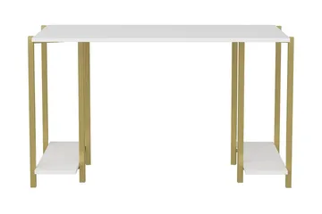 Malem Skrivbord 60x73,8x125,2 cm med förvaring - Guld/Vit - Möbler - Bord & matgrupp - Kontorsbord - Skrivbord
