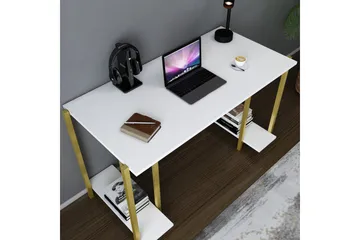 Malem Skrivbord 60x73,8x125,2 cm med förvaring - Guld/Vit - Möbler - Bord & matgrupp - Kontorsbord - Skrivbord