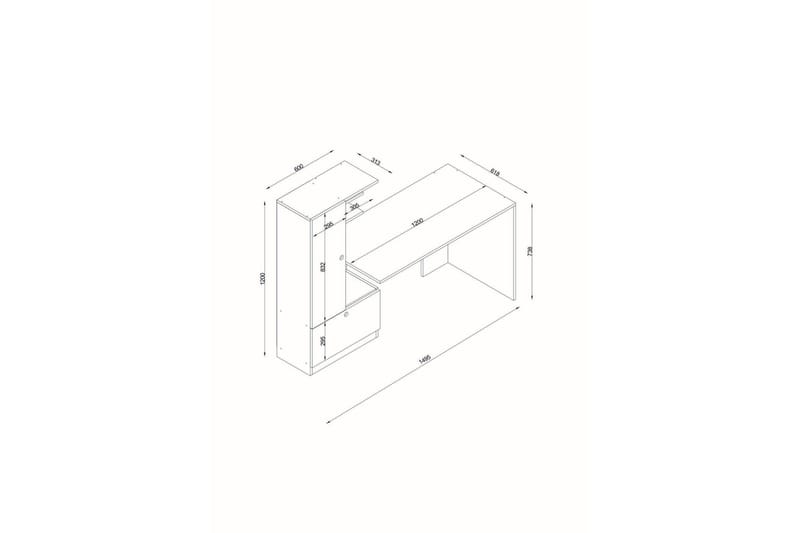 Merinoz Skrivbord 120 cm med Förvaring Hyllor + Låda + Skåp - Vit/Valnötsbrun - Möbler - Bord & matgrupp - Kontorsbord - Skrivbord