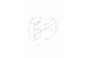 Merinoz Skrivbord 120 cm med Förvaring Hyllor + Låda + Skåp - Vit/Valnötsbrun - Möbler - Bord & matgrupp - Kontorsbord - Skrivbord