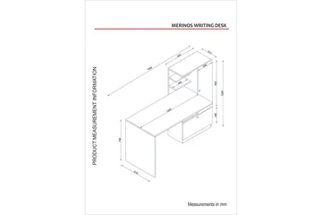 Merinoz Skrivbord 150 cm med Förvaring Hyllor + Låda + Skåp - Vit/Valnötsbrun - Möbler - Bord & matgrupp - Kontorsbord - Skrivbord