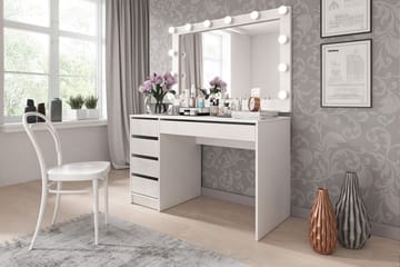Moon Skrivbord 120 cm med Förvaring 5 Lådor - Vit/Vit Högglans - Möbler - Bord & matgrupp - Kontorsbord - Skrivbord