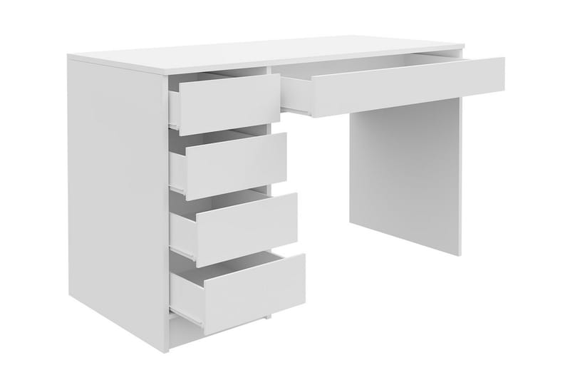 Moon Skrivbord 120 cm med Förvaring 5 Lådor - Vit/Vit Högglans - Möbler - Bord & matgrupp - Kontorsbord - Skrivbord