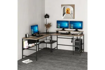 Nafe Hörnskrivbord - Guld/Svart - Möbler - Bord & matgrupp - Kontorsbord - Skrivbord - Hörnskrivbord