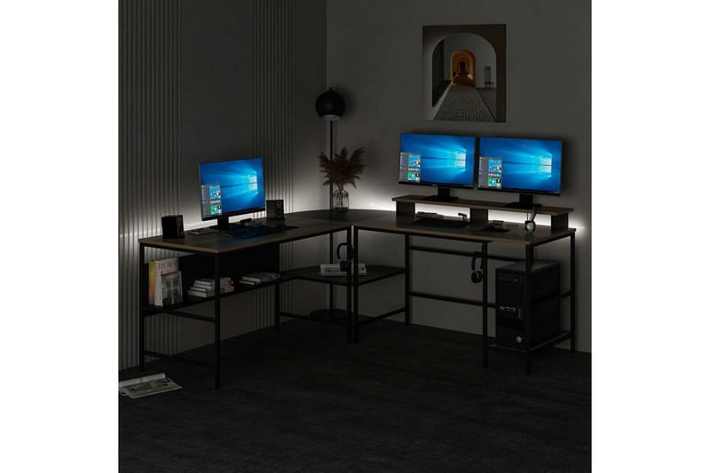 Nafe Hörnskrivbord - Guld/Svart - Möbler - Bord & matgrupp - Kontorsbord - Skrivbord - Hörnskrivbord