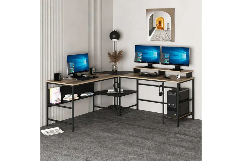 Nafe Hörnskrivbord - Guld/Svart - Möbler - Bord & matgrupp - Kontorsbord - Skrivbord - Hörnskrivbord