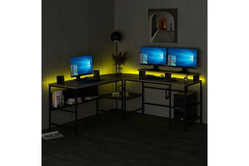 Nafe Hörnskrivbord - Guld/Svart - Möbler - Bord & matgrupp - Kontorsbord - Skrivbord - Hörnskrivbord