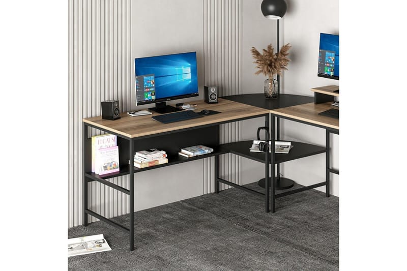 Nafe Hörnskrivbord - Guld/Svart - Möbler - Bord & matgrupp - Kontorsbord - Skrivbord - Hörnskrivbord