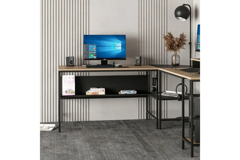 Nafe Hörnskrivbord - Guld/Svart - Möbler - Bord & matgrupp - Kontorsbord - Skrivbord - Hörnskrivbord