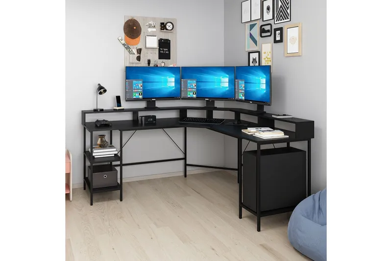 Naina Hörnskrivbord - Svart - Möbler - Bord & matgrupp - Kontorsbord - Skrivbord - Hörnskrivbord