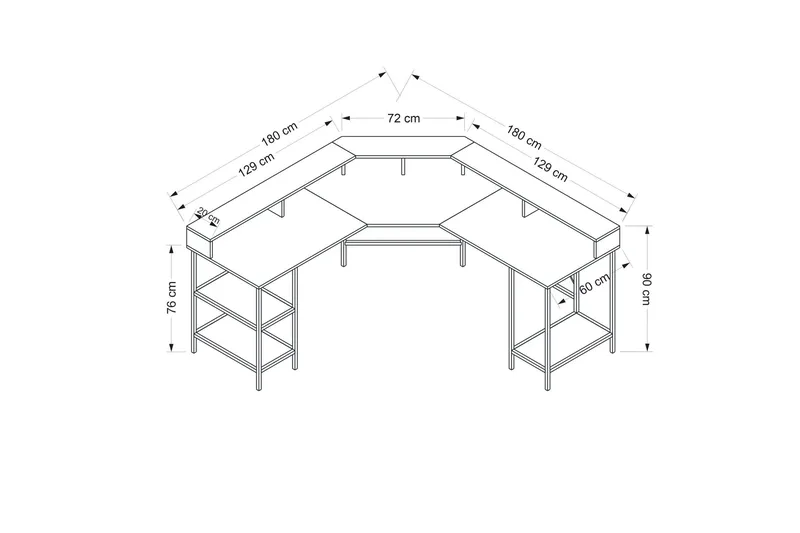 Naina Hörnskrivbord - Svart - Möbler - Bord & matgrupp - Kontorsbord - Skrivbord - Hörnskrivbord