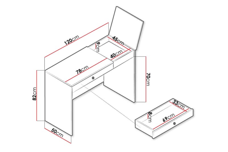 Nero Skrivbord 120 cm - Natur/Vit/Grå - Möbler - Bord & matgrupp - Kontorsbord - Skrivbord