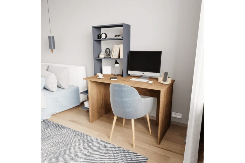 Skrivbord och bokhylla Sorav Ek / antracit - Ek / antracit - Möbler - Bord & matgrupp - Kontorsbord - Skrivbord