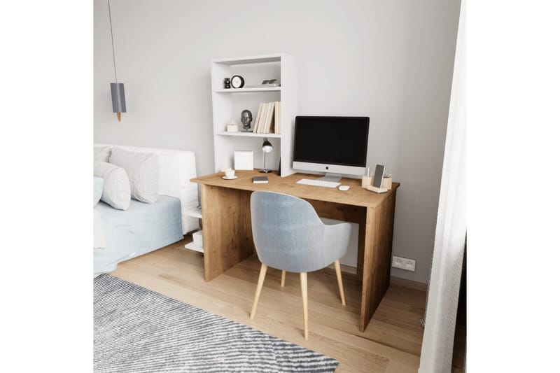 Skrivbord och bokhylla Sorav Ek / Vit - Ek / Vit - Möbler - Bord & matgrupp - Kontorsbord - Skrivbord
