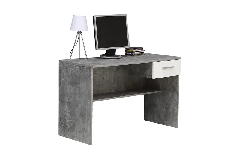 Paesley Skrivbord 110 cm med Förvaring Låda - Grå/Vit - Möbler - Bord & matgrupp - Kontorsbord - Skrivbord