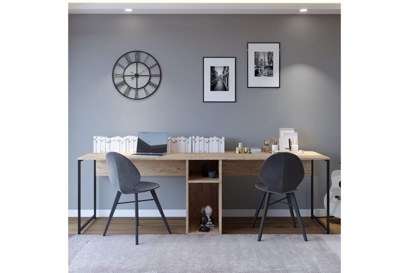 Pellafol Skrivbord 140 cm med Förvaring Hyllor - Natur/Svart - Möbler - Bord & matgrupp - Kontorsbord - Skrivbord