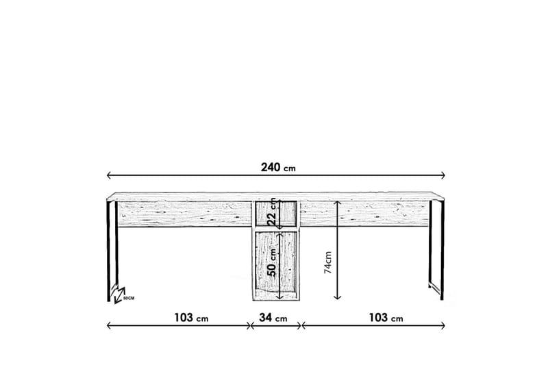 Pellafol Skrivbord 140 cm med Förvaring Hyllor - Natur/Svart - Möbler - Bord & matgrupp - Kontorsbord - Skrivbord