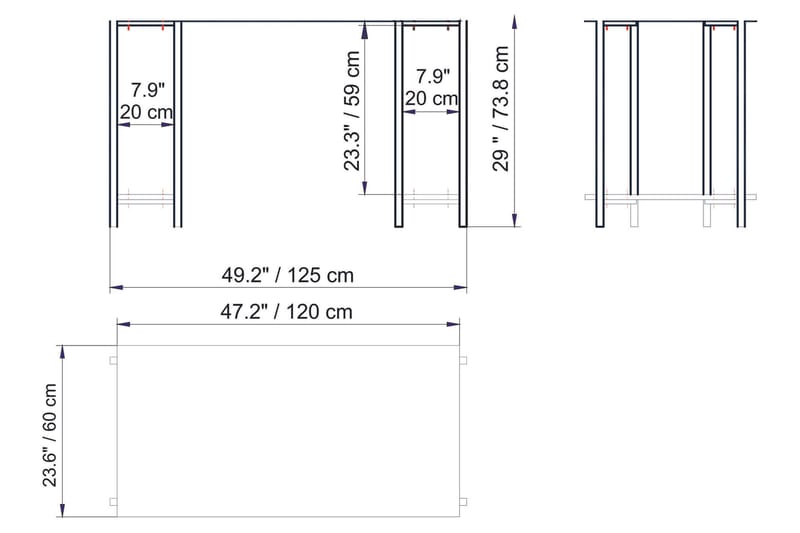 Pinnarp Skrivbord 125 cm med Förvaring 2 Hyllor Marmormönste - Grå - Möbler - Bord & matgrupp - Kontorsbord - Skrivbord