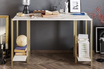 Pinnarp Skrivbord 125 cm med Förvaring 2 Hyllor Marmormönste - Grå - Möbler - Bord & matgrupp - Kontorsbord - Skrivbord