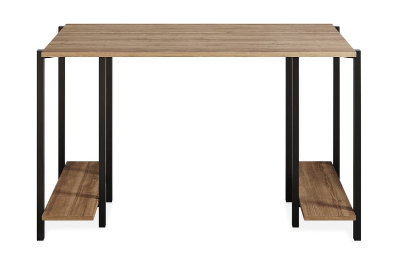 Pinnarp Skrivbord 125 cm med Förvaring 2 Hyllor, Natur/Svart