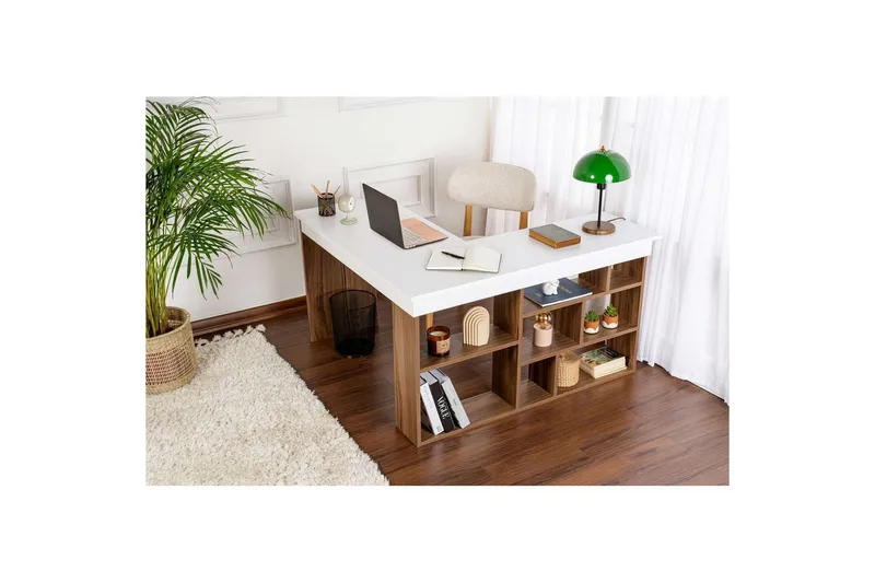 Skrivbord Regar Valnöt Vit - Valnöt Vit - Möbler - Bord & matgrupp - Kontorsbord - Skrivbord