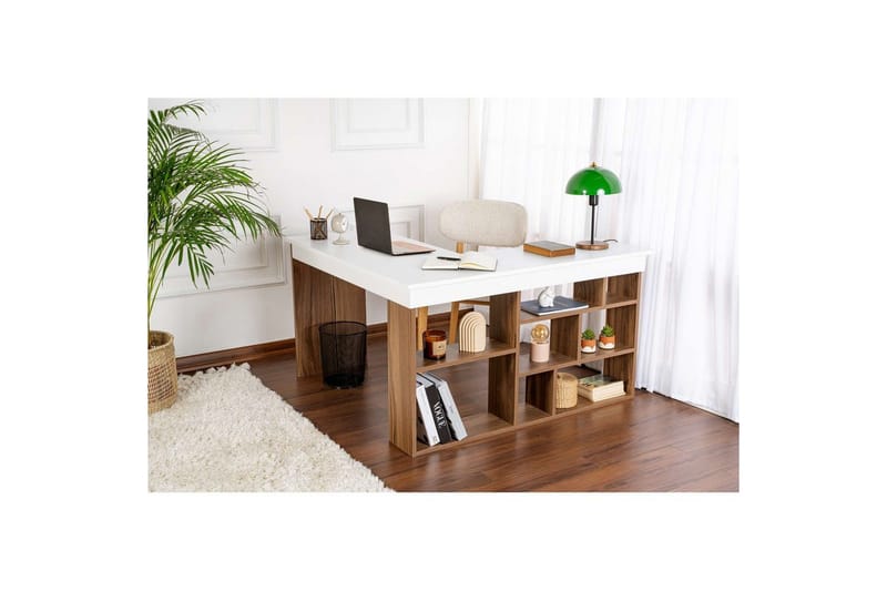 Skrivbord Regar Valnöt Vit - Valnöt Vit - Möbler - Bord & matgrupp - Kontorsbord - Skrivbord