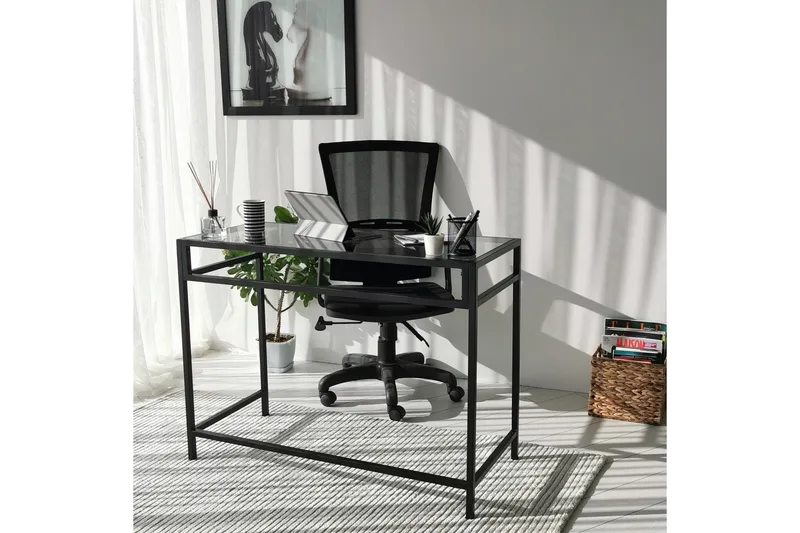 Sabani Skrivbord 100 cm - Glas/Rökfärgad/Svart - Möbler - Bord & matgrupp - Kontorsbord - Skrivbord