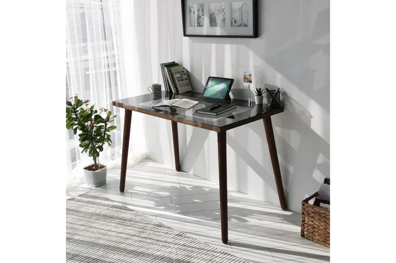 Sabani Skrivbord 110 cm - Glas/Valnötsbrun - Möbler - Bord & matgrupp - Kontorsbord - Skrivbord