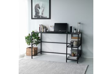 Sabani Skrivbord 130 cm med Förvaring 2 Hyllor - Glas/Rökfärgad/Svart - Möbler - Bord & matgrupp - Kontorsbord - Skrivbord