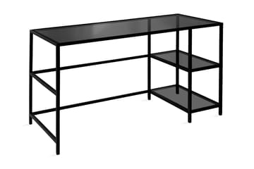 Sabani Skrivbord 130 cm med Förvaring 2 Hyllor - Glas/Rökfärgad/Svart - Möbler - Bord & matgrupp - Kontorsbord - Skrivbord