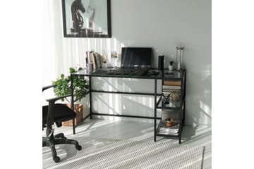 Sabani Skrivbord 130 cm med Förvaring 2 Hyllor - Glas/Rökfärgad/Svart - Möbler - Bord & matgrupp - Kontorsbord - Skrivbord