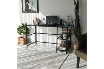 Sabani Skrivbord 130 cm med Förvaring 2 Hyllor - Glas/Rökfärgad/Svart - Möbler - Bord & matgrupp - Kontorsbord - Skrivbord
