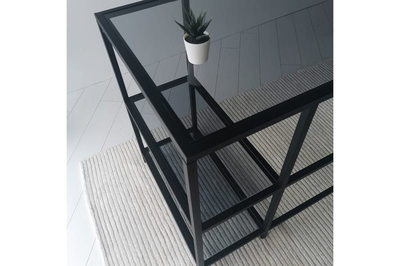 Sabani Skrivbord 130 cm med F örvaring 2 Hyllor - Glas/Rökfärgad/Svart - Möbler - Bord & matgrupp - Kontorsbord - Skrivbord