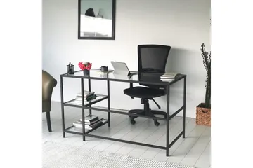 Sabani Skrivbord 130 cm med Förvaring 2 Hyllor - Glas/Svart - Möbler - Bord & matgrupp - Kontorsbord - Skrivbord