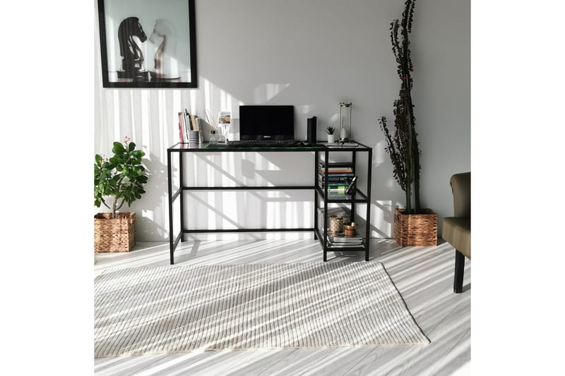 Sabani Skrivbord 130 cm med Förvaring 2 Hyllor - Glas/Svart - Möbler - Bord & matgrupp - Kontorsbord - Skrivbord
