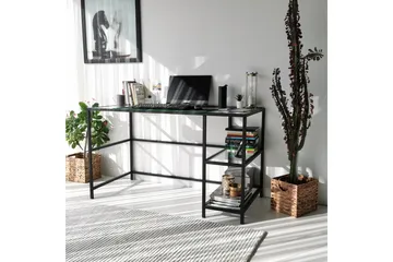 Sabani Skrivbord 130 cm med Förvaring 2 Hyllor - Glas/Svart - Möbler - Bord & matgrupp - Kontorsbord - Skrivbord