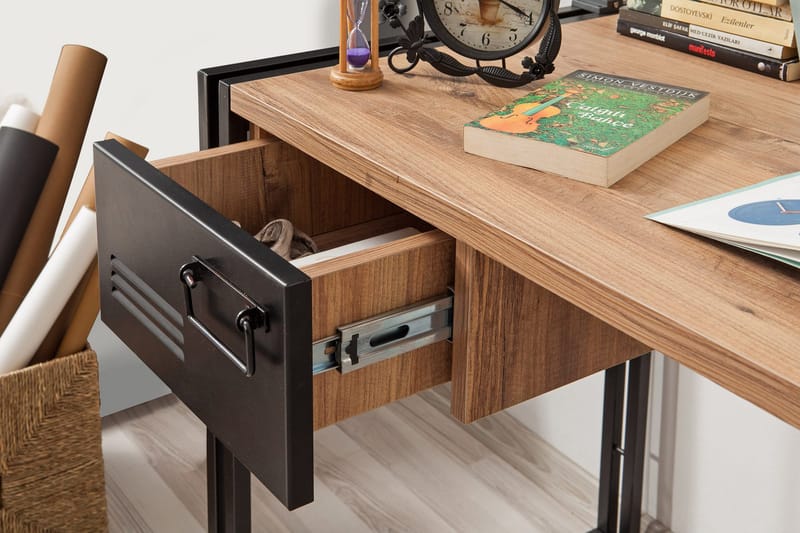 Sapphira Skrivbord 139 cm med Förvaring 2 Lådor - Trä/Svart - Möbler - Bord & matgrupp - Kontorsbord - Skrivbord