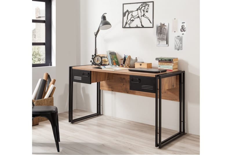 Sapphira Skrivbord 139 cm med Förvaring 2 Lådor - Trä/Svart - Möbler - Bord & matgrupp - Kontorsbord - Skrivbord