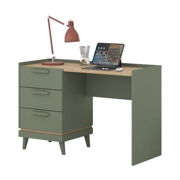 Skrivbord Scandi med 3 lådor - Dämpad grön - Oljad ek - Möbler - Bord & matgrupp - Kontorsbord - Skrivbord