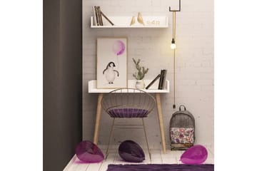 Skaberg Skrivbord 90 cm med Förvaring Vägghylla - Vit/Natur - Möbler - Bord & matgrupp - Kontorsbord - Skrivbord