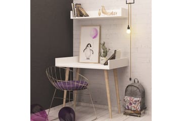 Skaberg Skrivbord 90 cm med Förvaring Vägghylla - Vit/Natur - Möbler - Bord & matgrupp - Kontorsbord - Skrivbord