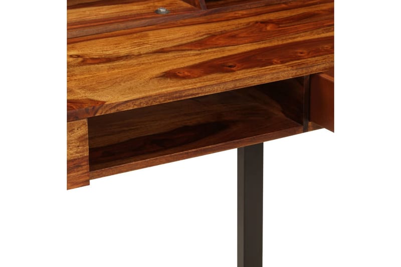 Skrivbord 110x50x94 cm massivt sheshamträ och stål - Brun - Skrivbord - Datorbord